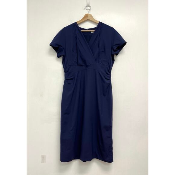 M.M. LaFleur Emma Stretch Wool-Blend V-Neck Knee-Length Career Dress - Size 12 - Picture 3 of 15